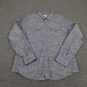 Jacob Davis Shirt Mens Large Blue Chambray Button Front Long Sleeve Made In USA